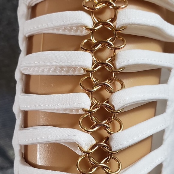 White Spandex Top w/ Gold Outer Chainmail SET - Picture 4 of 5